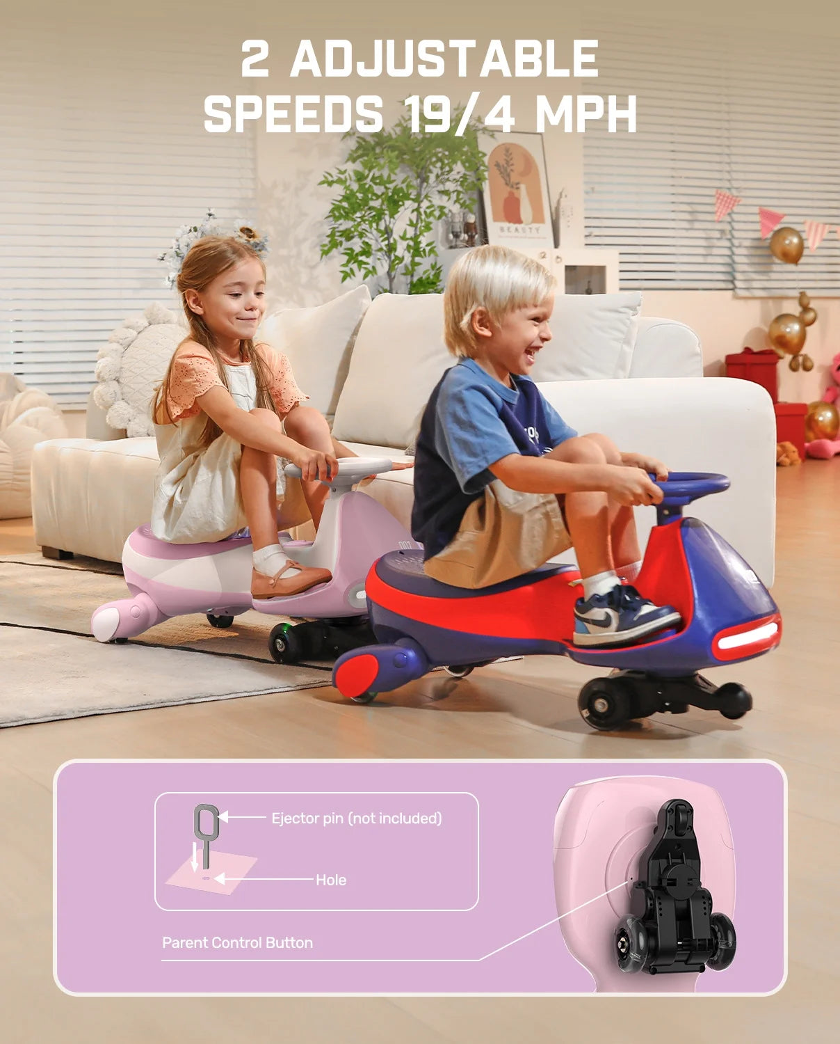 12V Kids Ride-On Wiggle Car – 2-Speed, Bluetooth, Flashing Wheels!